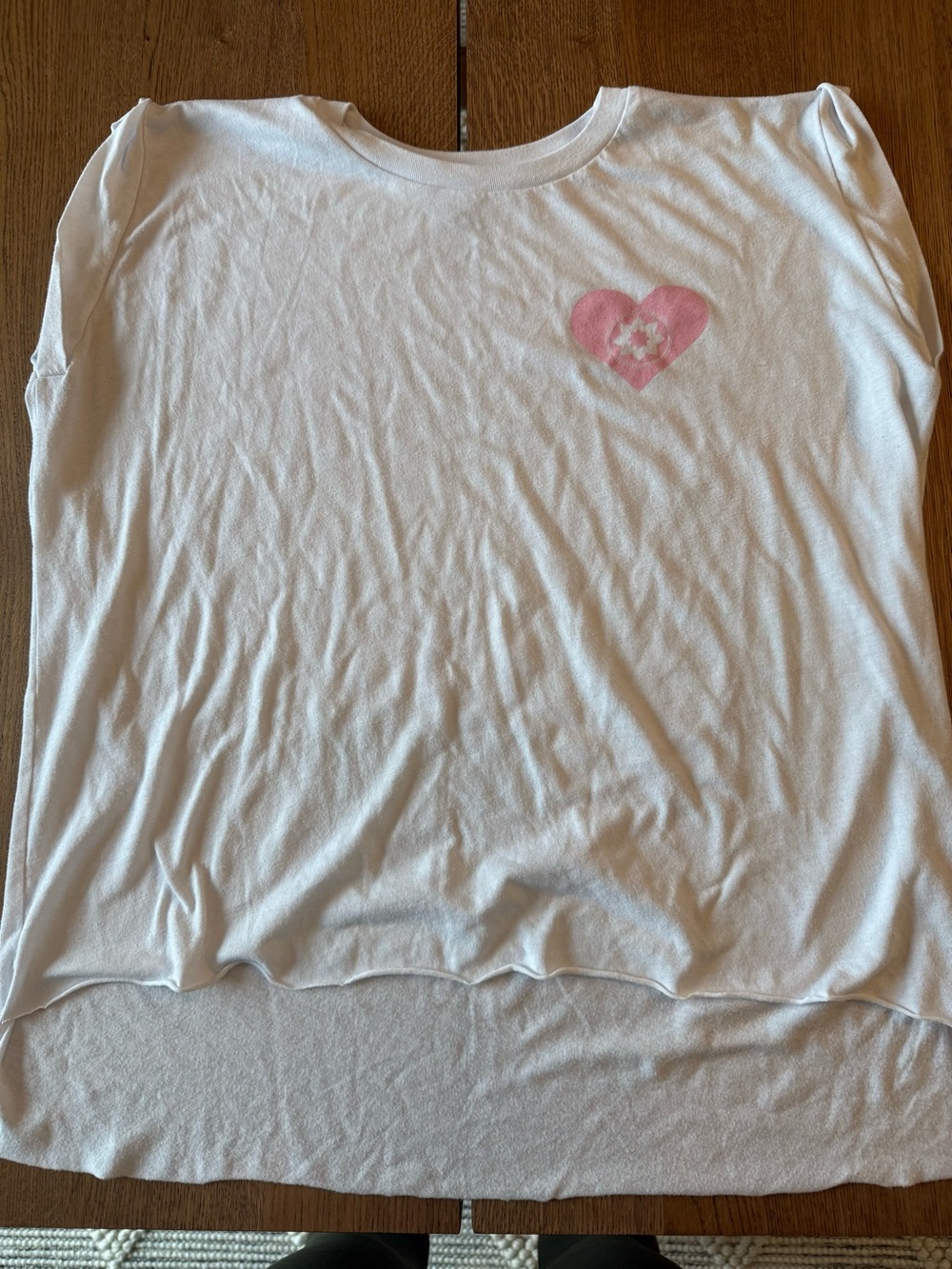 Club Pilates White Short Sleeve Women’s Tee with Pink Heart Detail